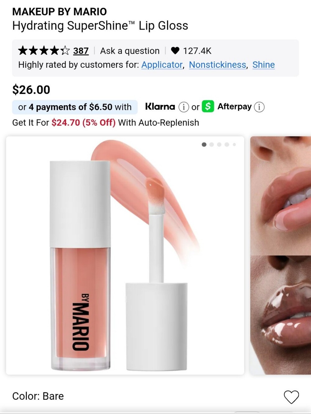 Hydrating Super Shine Lipgloss In Color Bare Make Up By Mario